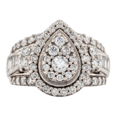 Estate: 14K White Pear Diamond Cluster Diamond Ring